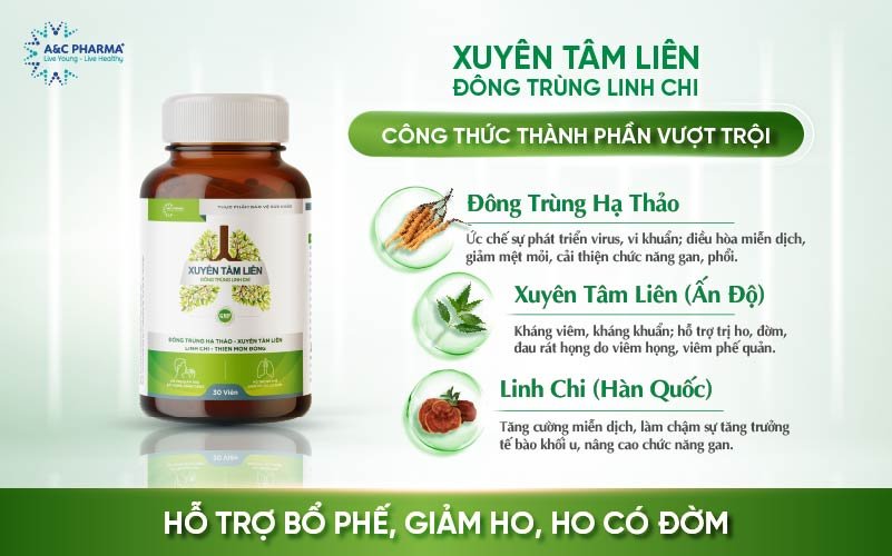 Thực phẩm bảo vệ sức khỏe Xuyên Tâm Liên Đông Trùng Linh Chi